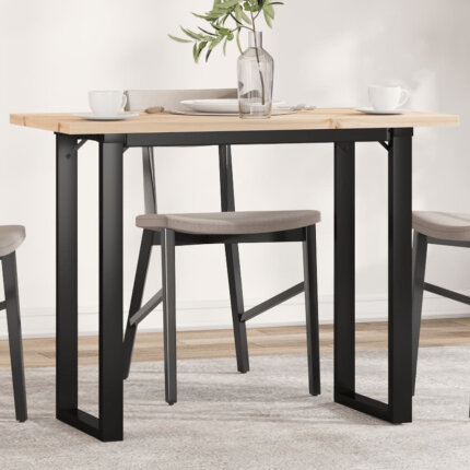 Table à manger Style Industriel cadre en O en bois de pin massif & fonte 100 x 50 x 75.5 cm {attributes}