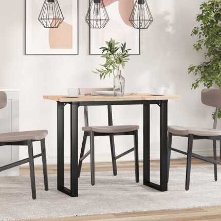 Table à manger Style Industriel cadre en O en bois de pin massif & fonte 100 x 50 x 75.5 cm {attributes}