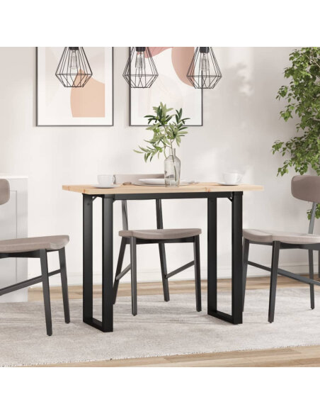 Table à manger Style Industriel cadre en O en bois de pin massif & fonte 100 x 50 x 75.5 cm {attributes} Table à manger Style Industriel cadre en O en bois de pin massif & fonte 100 x 50 x 75.5 cm {attributes}