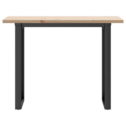 Table à manger Style Industriel cadre en O en bois de pin massif & fonte 100 x 50 x 75.5 cm {attributes}