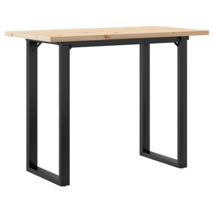Table à manger Style Industriel cadre en O en bois de pin massif & fonte 100 x 50 x 75.5 cm {attributes}