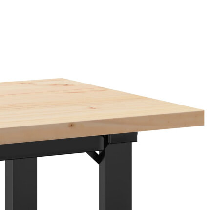 Table à manger Style Industriel cadre en O en bois de pin massif & fonte 100 x 50 x 75.5 cm {attributes}