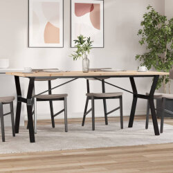 Table à manger Style Industriel cadre en Y en bois de pin massif & fonte 180 x 90 x 75.5 cm {attributes} 2