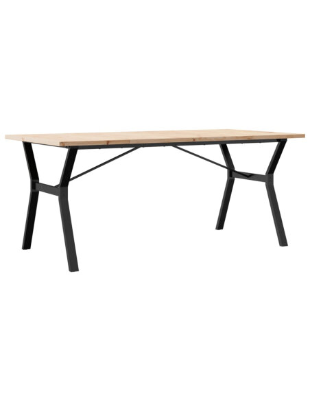 Table à manger Style Industriel cadre en Y en bois de pin massif & fonte 180 x 90 x 75.5 cm {attributes}