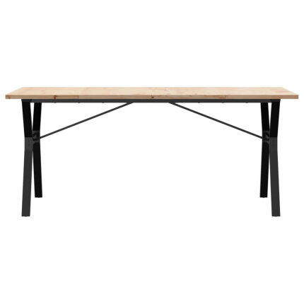 Table à manger Style Industriel cadre en Y en bois de pin massif & fonte 180 x 90 x 75.5 cm {attributes}