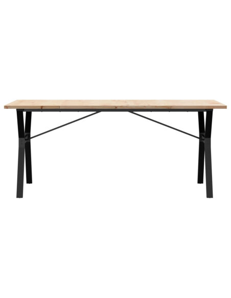 Table à manger Style Industriel cadre en Y en bois de pin massif & fonte 180 x 90 x 75.5 cm {attributes}
