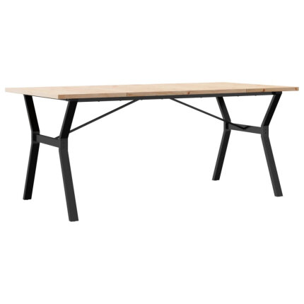Table à manger Style Industriel cadre en Y en bois de pin massif & fonte 180 x 90 x 75.5 cm {attributes}