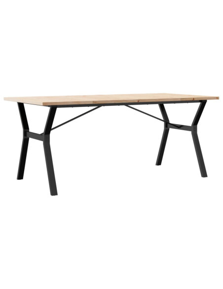 Table à manger Style Industriel cadre en Y en bois de pin massif & fonte 180 x 90 x 75.5 cm {attributes}