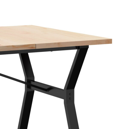 Table à manger Style Industriel cadre en Y en bois de pin massif & fonte 180 x 90 x 75.5 cm {attributes}