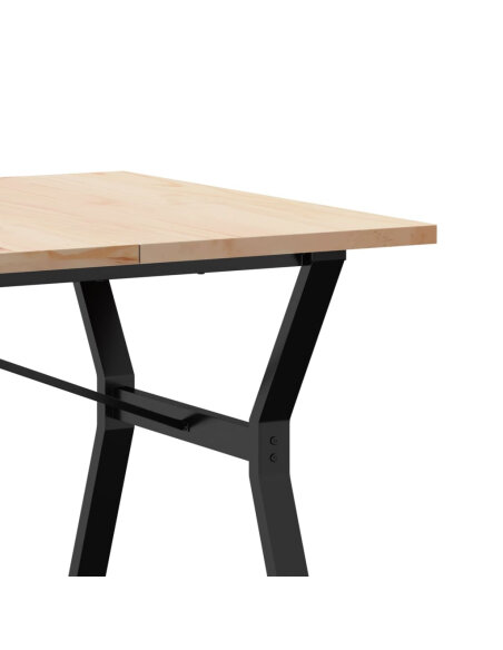 Table à manger Style Industriel cadre en Y en bois de pin massif & fonte 180 x 90 x 75.5 cm {attributes}