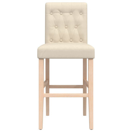 Chaise de bar campagne / chic en lot de 2 en bois massif d'hévéa et tissu Crème  {attributes}