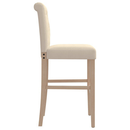 Chaise de bar campagne / chic en lot de 2 en bois massif d'hévéa et tissu Crème  {attributes}