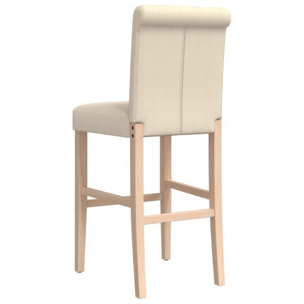 Chaise de bar campagne / chic en lot de 2 en bois massif d'hévéa et tissu Crème  {attributes}