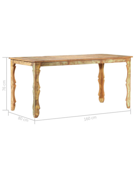 Table à manger style bohème / nature en bois de récupération massif 160x80x76cm {attributes} Table à manger style bohème / nature en bois de récupération massif 160x80x76cm {attributes}