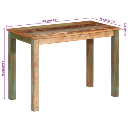 Table à manger style bohème / nature en bois de récupération massif 110x55x76cm {attributes}
