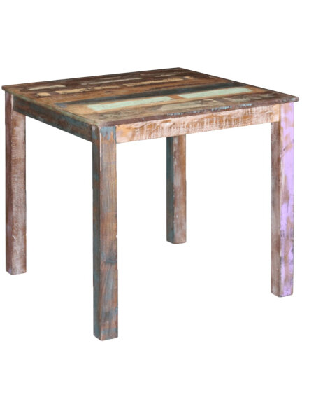 Table à manger style bohème / nature en bois de récupération massif 80x82x76 cm {attributes} Table à manger style bohème / nature en bois de récupération massif 80x82x76 cm {attributes}