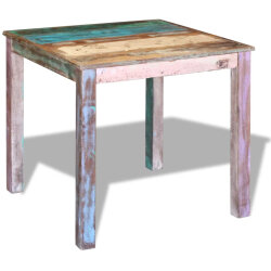Table à manger style bohème / nature en bois de récupération massif 80x82x76 cm {attributes} 2