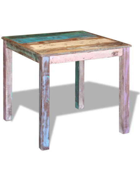 Table à manger style bohème / nature en bois de récupération massif 80x82x76 cm {attributes} Table à manger style bohème / nature en bois de récupération massif 80x82x76 cm {attributes}