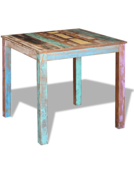 Table à manger style bohème / nature en bois de récupération massif 80x82x76 cm {attributes} Table à manger style bohème / nature en bois de récupération massif 80x82x76 cm {attributes}