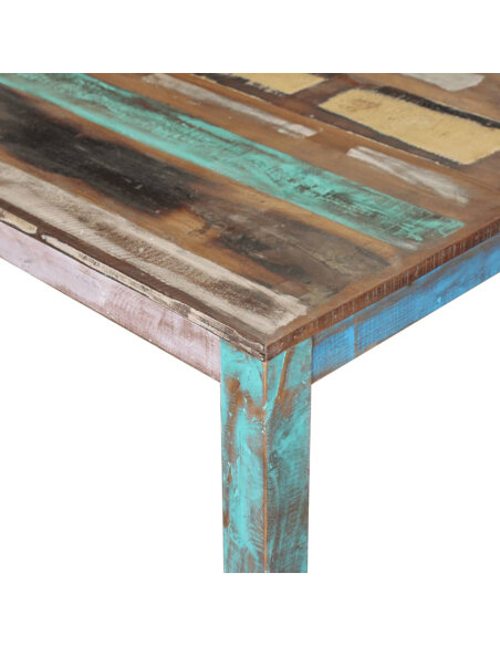 Table à manger style bohème / nature en bois de récupération massif 80x82x76 cm {attributes} Table à manger style bohème / nature en bois de récupération massif 80x82x76 cm {attributes}