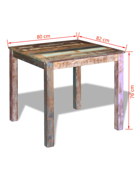 Table à manger style bohème / nature en bois de récupération massif 80x82x76 cm {attributes} Table à manger style bohème / nature en bois de récupération massif 80x82x76 cm {attributes}