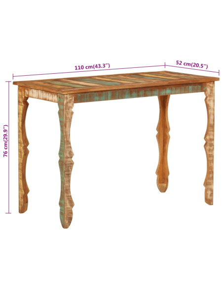 Table à manger style bohème / nature en bois de récupération massif  110x52x76 cm {attributes}