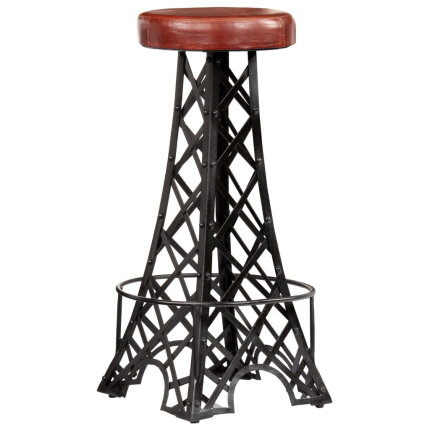 Tabourets de bar tour Eiffel style industriel  en lot de 2 en cuir