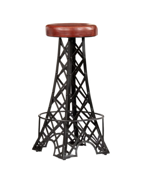 Tabourets de bar tour Eiffel style industriel  en lot de 2 en cuir Tabourets de bar tour Eiffel style industriel  en lot de 2 en cuir