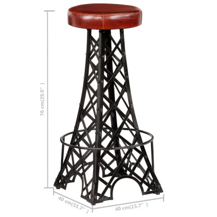 Tabourets de bar tour Eiffel style industriel  en lot de 2 en cuir