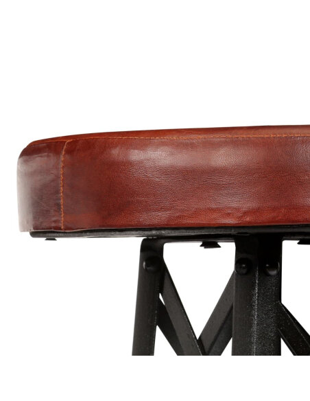 Tabourets de bar tour Eiffel style industriel  en lot de 2 en cuir Tabourets de bar tour Eiffel style industriel  en lot de 2 en cuir