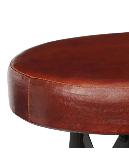 Tabourets de bar tour Eiffel style industriel  en lot de 2 en cuir Tabourets de bar tour Eiffel style industriel  en lot de 2 en cuir