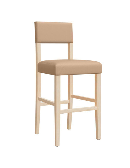 Chaise de bar campagne / chic en lot de 2 en bois massif d'hévéa et similicuir Brun  {attributes} Chaise de bar campagne / chic en lot de 2 en bois massif d'hévéa et similicuir Brun  {attributes}