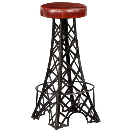 Tabourets de bar tour Eiffel style industriel  en lot de 2 en cuir