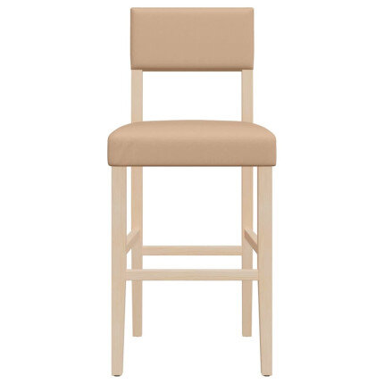 Chaise de bar campagne / chic en lot de 2 en bois massif d'hévéa et similicuir Brun  {attributes}