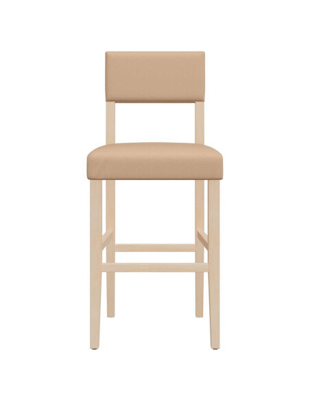 Chaise de bar campagne / chic en lot de 2 en bois massif d'hévéa et similicuir Brun  {attributes} Chaise de bar campagne / chic en lot de 2 en bois massif d'hévéa et similicuir Brun  {attributes}