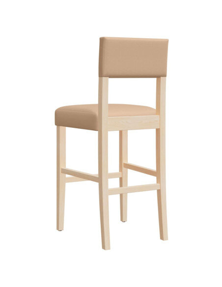 Chaise de bar campagne / chic en lot de 2 en bois massif d'hévéa et similicuir Brun  {attributes} Chaise de bar campagne / chic en lot de 2 en bois massif d'hévéa et similicuir Brun  {attributes}