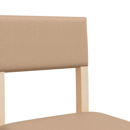 Chaise de bar campagne / chic en lot de 2 en bois massif d'hévéa et similicuir Brun  {attributes}