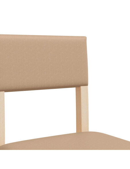 Chaise de bar campagne / chic en lot de 2 en bois massif d'hévéa et similicuir Brun  {attributes} Chaise de bar campagne / chic en lot de 2 en bois massif d'hévéa et similicuir Brun  {attributes}