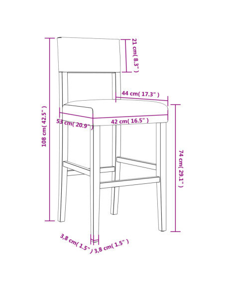 Chaise de bar campagne / chic en lot de 2 en bois massif d'hévéa et similicuir Brun  {attributes} Chaise de bar campagne / chic en lot de 2 en bois massif d'hévéa et similicuir Brun  {attributes}