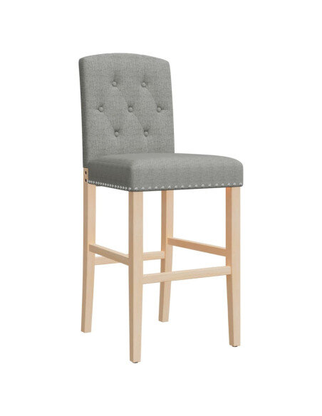 Chaise de bar campagne / chic en lot de 2 en bois massif d'hévéa et tissu Gris  {attributes}