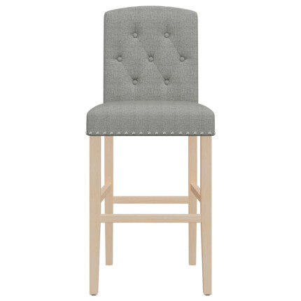 Chaise de bar campagne / chic en lot de 2 en bois massif d'hévéa et tissu Gris  {attributes}