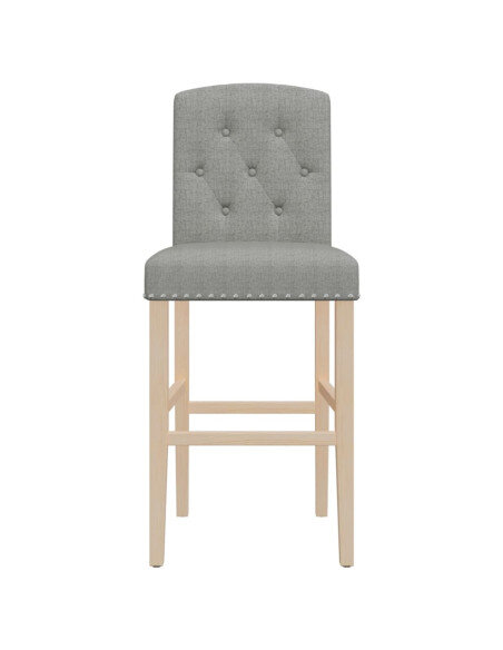 Chaise de bar campagne / chic en lot de 2 en bois massif d'hévéa et tissu Gris  {attributes}