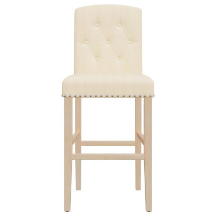 Chaise de bar campagne / chic en lot de 2 en bois massif d'hévéa et tissu Crème  {attributes}