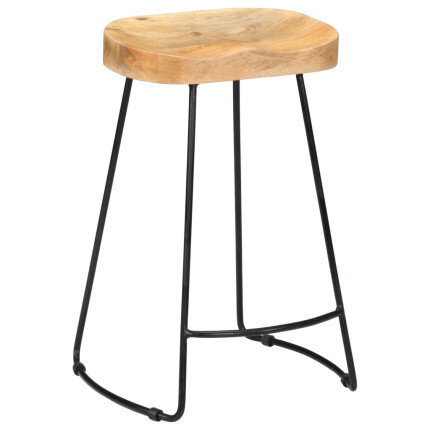 Tabourets de bar industriel en lot de 2 en bois de manguier massif Brun 45 x 40 x 62 cm {attributes}