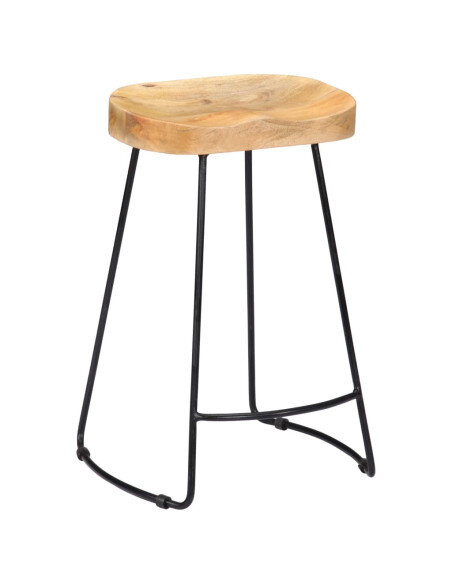 Tabourets de bar industriel en lot de 2 en bois de manguier massif Brun 45 x 40 x 62 cm {attributes} Tabourets de bar industriel en lot de 2 en bois de manguier massif Brun 45 x 40 x 62 cm {attributes}