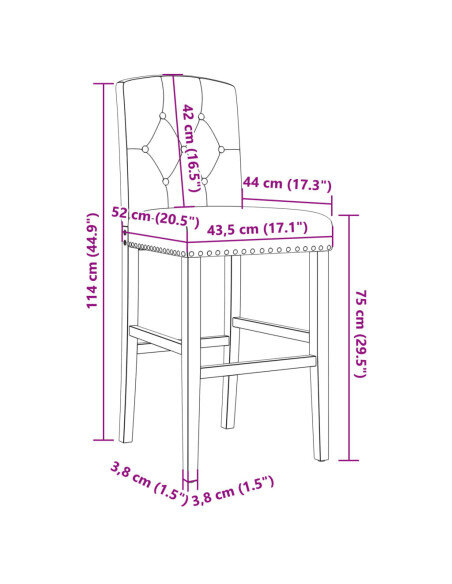 Chaise de bar campagne / chic en lot de 2 en bois massif d'hévéa et tissu Crème  {attributes}