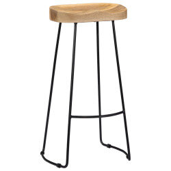 Tabourets de bar Industriel / Rétro - Vintage en lot de 2 en bois de manguier massif Brun 45 x 40 x 78 cm {attributes} 2