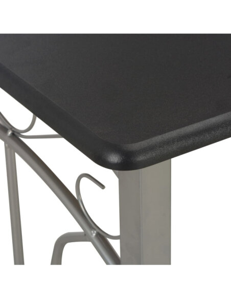 Table mange debout Campagne avec 2 tabourets - Noir et gris - Bois & Acier