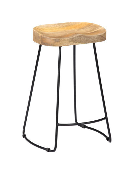 Tabourets de bar industriel en lot de 2 en bois de manguier massif Brun 45 x 40 x 62 cm {attributes} Tabourets de bar industriel en lot de 2 en bois de manguier massif Brun 45 x 40 x 62 cm {attributes}