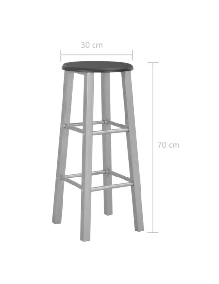 Table mange debout Campagne avec 2 tabourets - Noir et gris - Bois & Acier